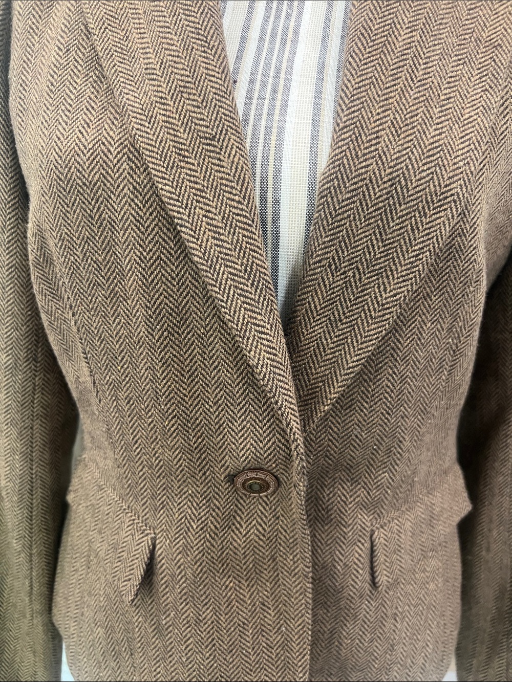 Tailored Brown Herringbone Women's Blazer Jacket - Picture 2 of 8